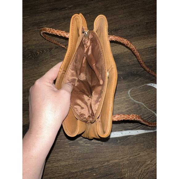 Fossil Vintage Brown Pebbled Leather Shoulder Bag Purse Braided Straps Key - Picture 9 of 13